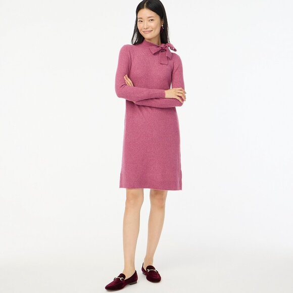 J. Crew Bow-neck Berry Sweater-Dress in Extra-Soft Yarn/NWT/XL - Picture 5 of 16